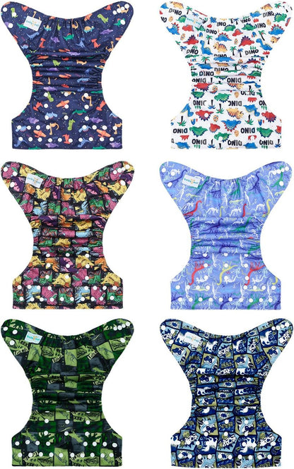 Boho Newborn Cloth Diapers Pack of 13 for 5-12lbs Preemie, Cloth Diaper Covers 6 Pack with 6pcs Inserts and Wet Bag, Reusable Washable & Waterproof