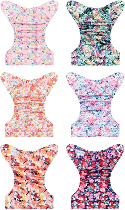 Boho Newborn Cloth Diapers Pack of 13 for 5-12lbs Preemie, Cloth Diaper Covers 6 Pack with 6pcs Inserts and Wet Bag, Reusable Washable & Waterproof