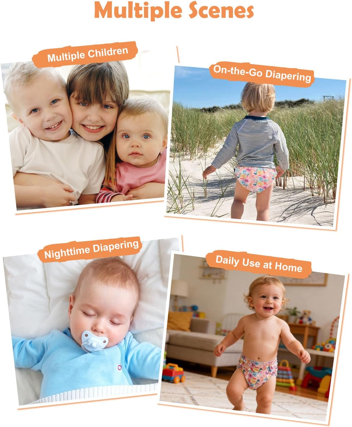 Boho Newborn Cloth Diapers Pack of 13 for 5-12lbs Preemie, Cloth Diaper Covers 6 Pack with 6pcs Inserts and Wet Bag, Reusable Washable & Waterproof