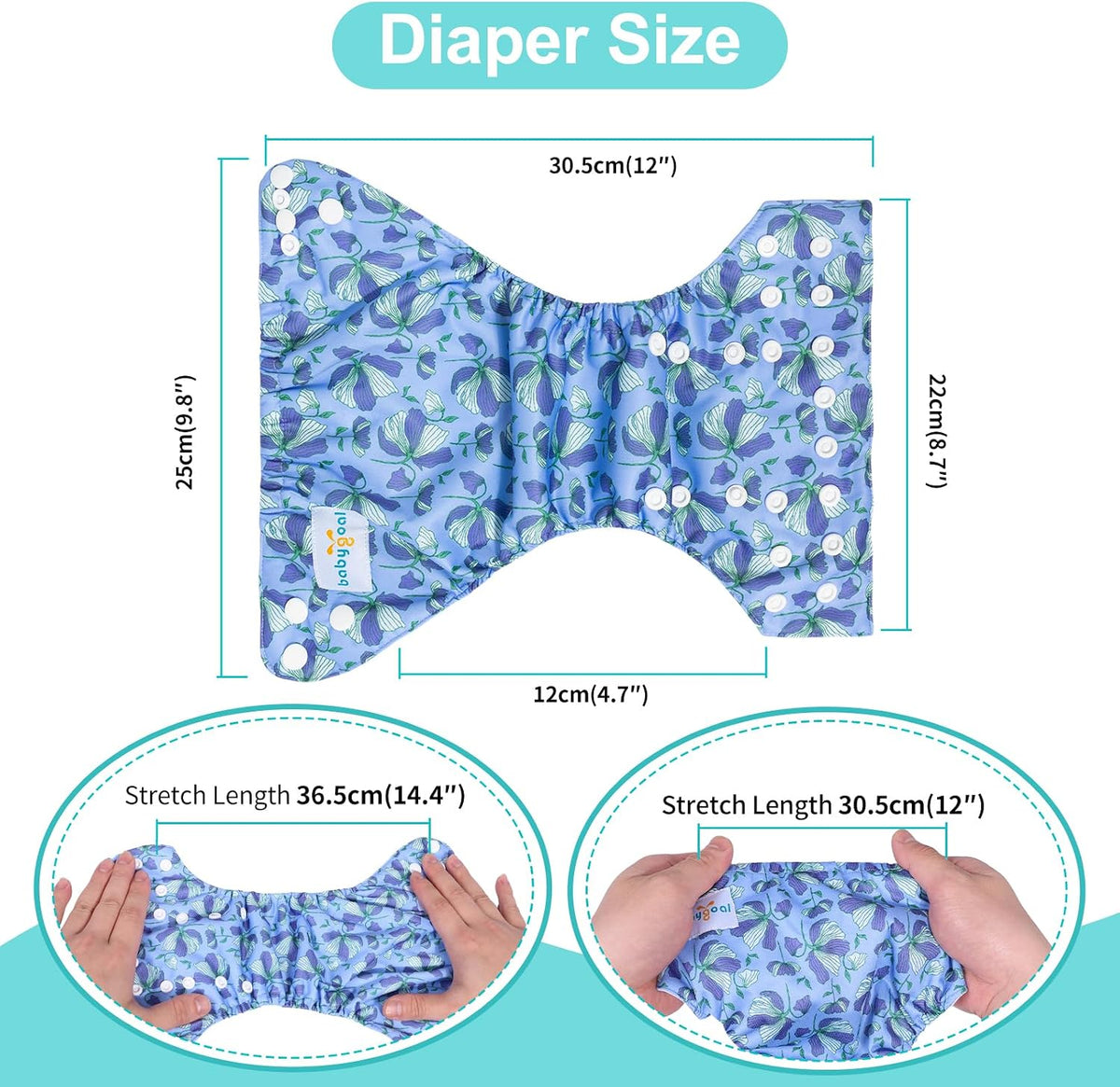Boho Newborn Cloth Diapers Pack of 13 for 5-12lbs Preemie, Cloth Diaper Covers 6 Pack with 6pcs Inserts and Wet Bag, Reusable Washable & Waterproof