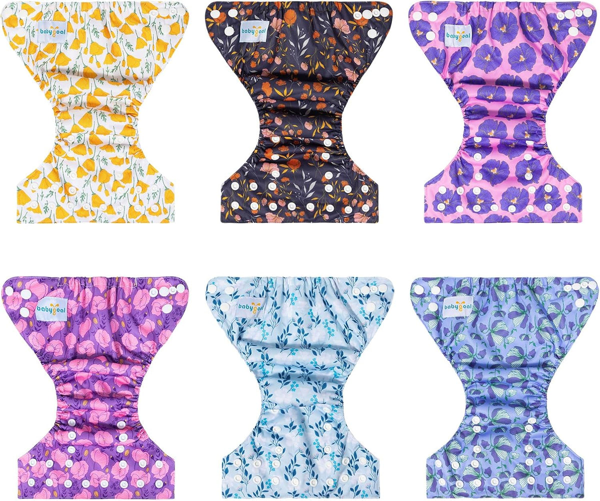 Boho Newborn Cloth Diapers Pack of 13 for 5-12lbs Preemie, Cloth Diaper Covers 6 Pack with 6pcs Inserts and Wet Bag, Reusable Washable & Waterproof