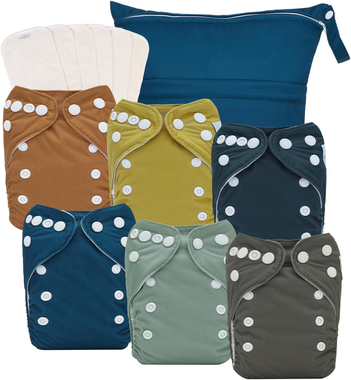 Boho Newborn Cloth Diapers Pack of 13 for 5-12lbs Preemie, Cloth Diaper Covers 6 Pack with 6pcs Inserts and Wet Bag, Reusable Washable & Waterproof