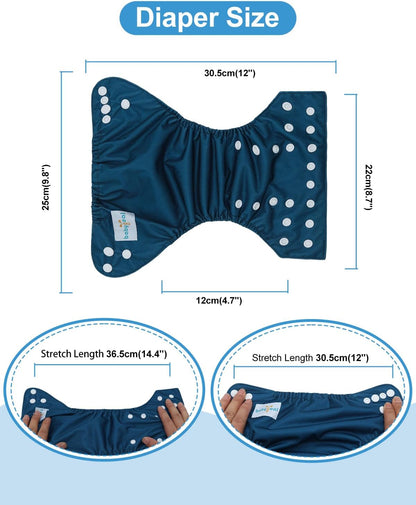 Boho Newborn Cloth Diapers Pack of 13 for 5-12lbs Preemie, Cloth Diaper Covers 6 Pack with 6pcs Inserts and Wet Bag, Reusable Washable & Waterproof