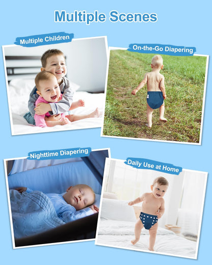 Boho Newborn Cloth Diapers Pack of 13 for 5-12lbs Preemie, Cloth Diaper Covers 6 Pack with 6pcs Inserts and Wet Bag, Reusable Washable & Waterproof