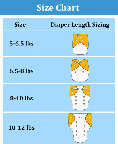 Boho Newborn Cloth Diapers Pack of 13 for 5-12lbs Preemie, Cloth Diaper Covers 6 Pack with 6pcs Inserts and Wet Bag, Reusable Washable & Waterproof