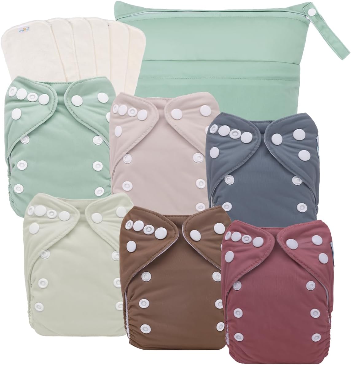 Boho Newborn Cloth Diapers Pack of 13 for 5-12lbs Preemie, Cloth Diaper Covers 6 Pack with 6pcs Inserts and Wet Bag, Reusable Washable & Waterproof