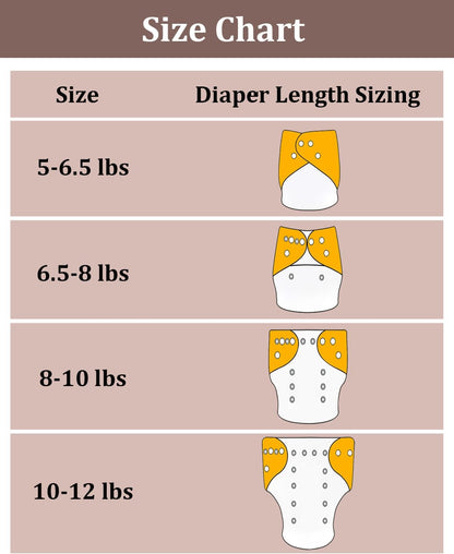 Boho Newborn Cloth Diapers Pack of 13 for 5-12lbs Preemie, Cloth Diaper Covers 6 Pack with 6pcs Inserts and Wet Bag, Reusable Washable & Waterproof