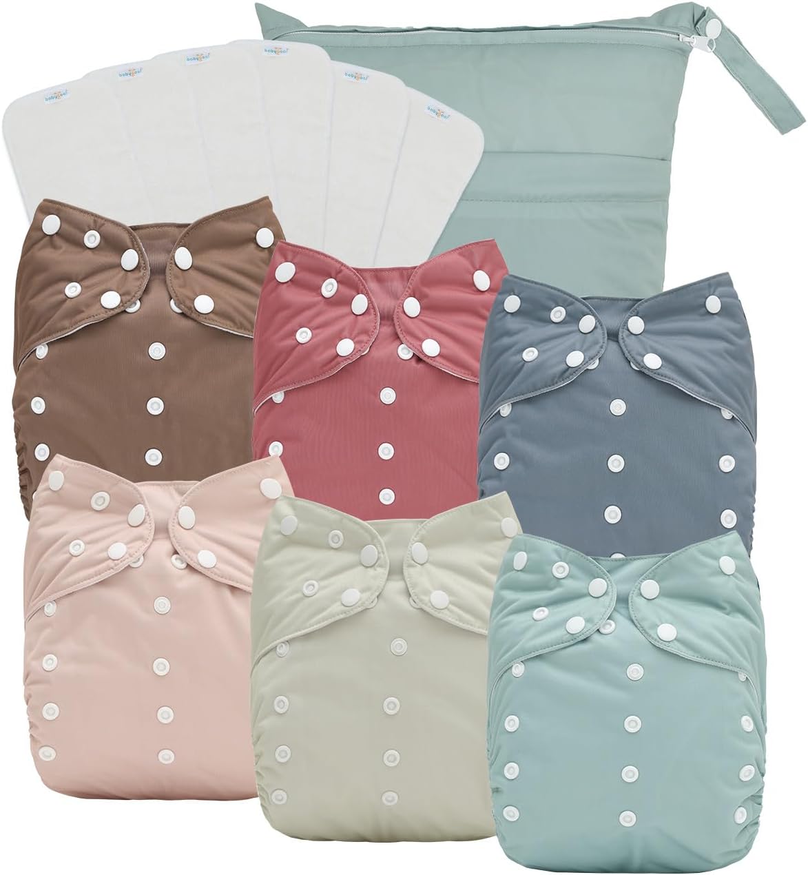 Boho Newborn Cloth Diapers Pack of 13 for 5-12lbs Preemie, Cloth Diaper Covers 6 Pack with 6pcs Inserts and Wet Bag, Reusable Washable & Waterproof