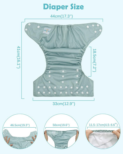 Boho Newborn Cloth Diapers Pack of 13 for 5-12lbs Preemie, Cloth Diaper Covers 6 Pack with 6pcs Inserts and Wet Bag, Reusable Washable & Waterproof
