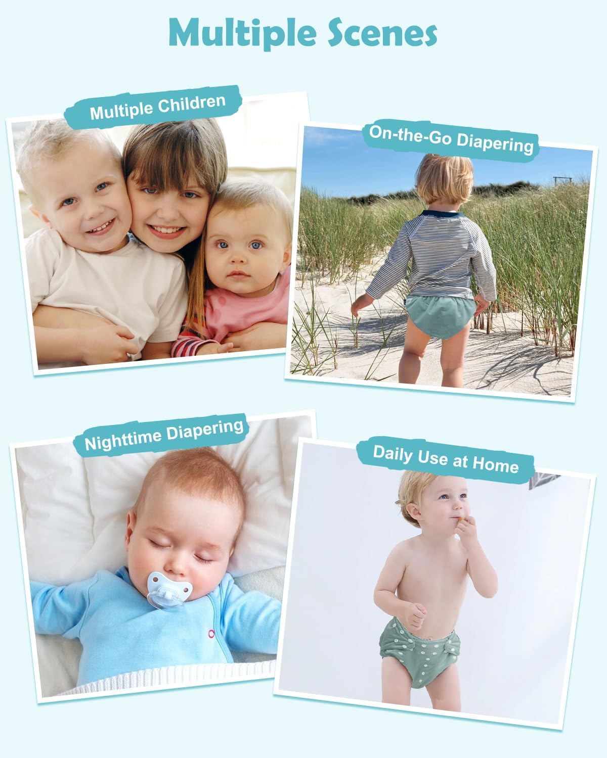Boho Newborn Cloth Diapers Pack of 13 for 5-12lbs Preemie, Cloth Diaper Covers 6 Pack with 6pcs Inserts and Wet Bag, Reusable Washable & Waterproof