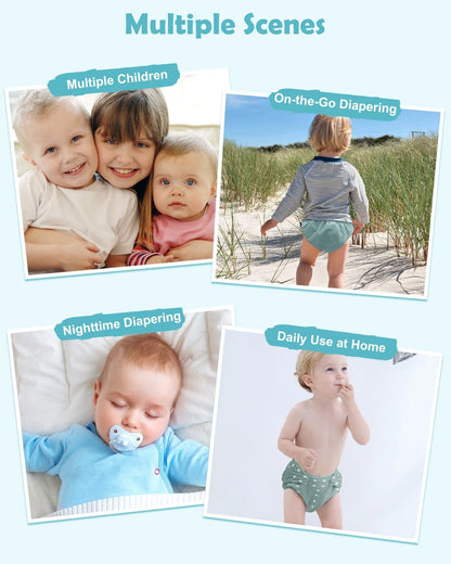 Boho Newborn Cloth Diapers Pack of 13 for 5-12lbs Preemie, Cloth Diaper Covers 6 Pack with 6pcs Inserts and Wet Bag, Reusable Washable & Waterproof