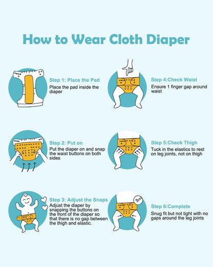 Boho Newborn Cloth Diapers Pack of 13 for 5-12lbs Preemie, Cloth Diaper Covers 6 Pack with 6pcs Inserts and Wet Bag, Reusable Washable & Waterproof