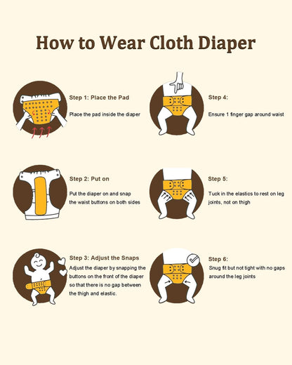 Boho Newborn Cloth Diapers Pack of 13 for 5-12lbs Preemie, Cloth Diaper Covers 6 Pack with 6pcs Inserts and Wet Bag, Reusable Washable & Waterproof