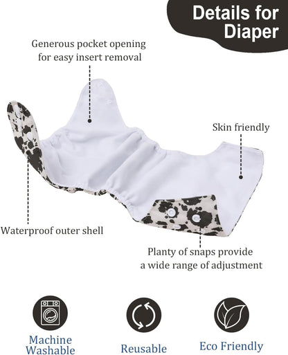 Boho Newborn Cloth Diapers Pack of 13 for 5-12lbs Preemie, Cloth Diaper Covers 6 Pack with 6pcs Inserts and Wet Bag, Reusable Washable & Waterproof