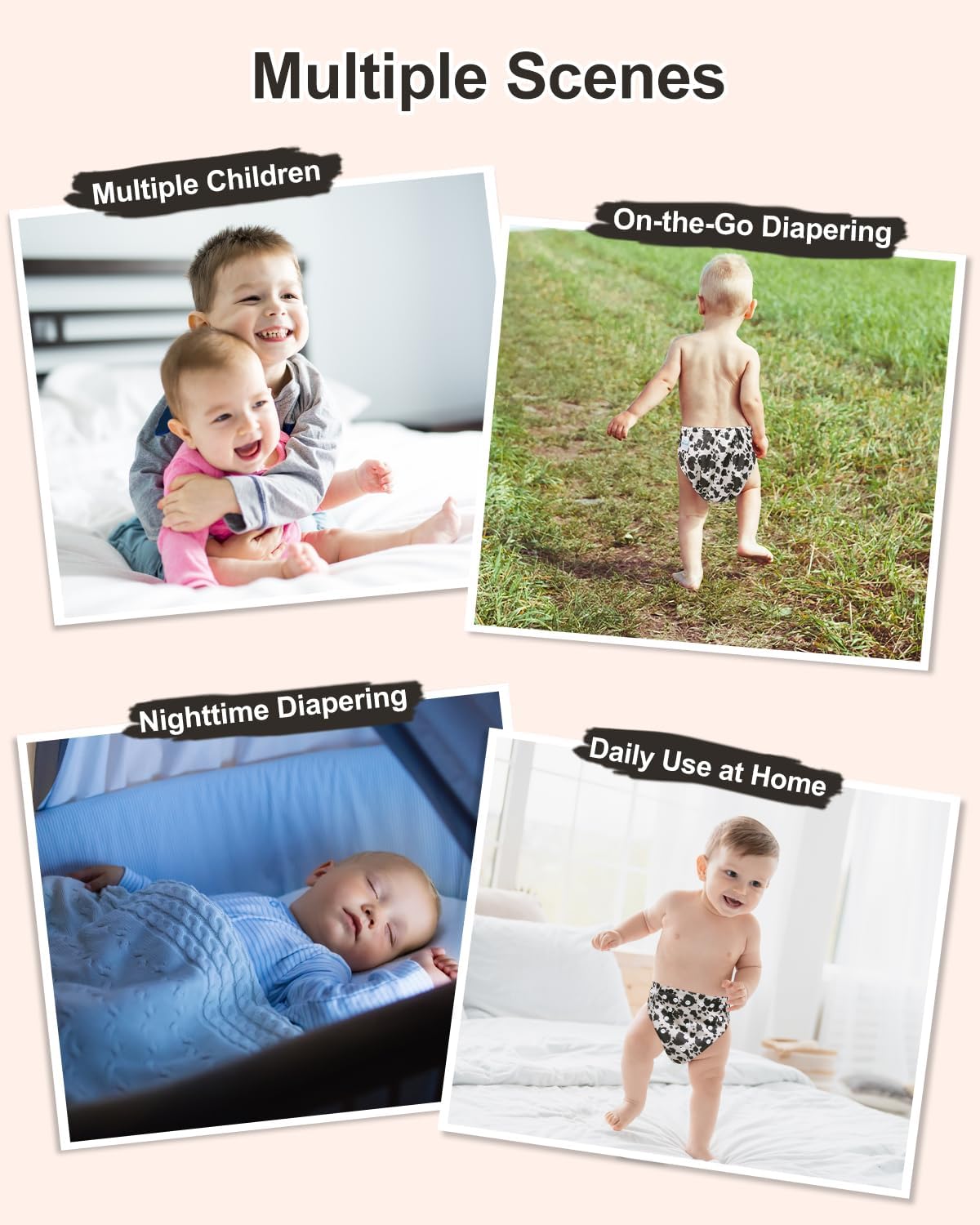Boho Newborn Cloth Diapers Pack of 13 for 5-12lbs Preemie, Cloth Diaper Covers 6 Pack with 6pcs Inserts and Wet Bag, Reusable Washable & Waterproof