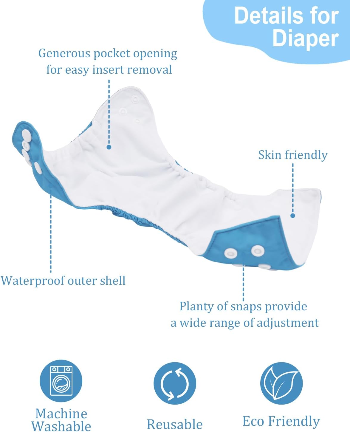 Boho Newborn Cloth Diapers Pack of 13 for 5-12lbs Preemie, Cloth Diaper Covers 6 Pack with 6pcs Inserts and Wet Bag, Reusable Washable & Waterproof
