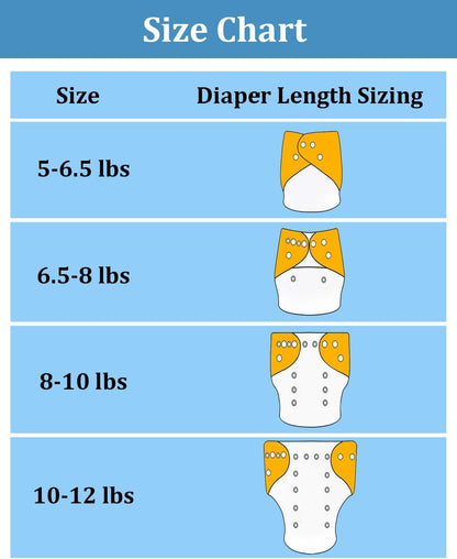 Boho Newborn Cloth Diapers Pack of 13 for 5-12lbs Preemie, Cloth Diaper Covers 6 Pack with 6pcs Inserts and Wet Bag, Reusable Washable & Waterproof
