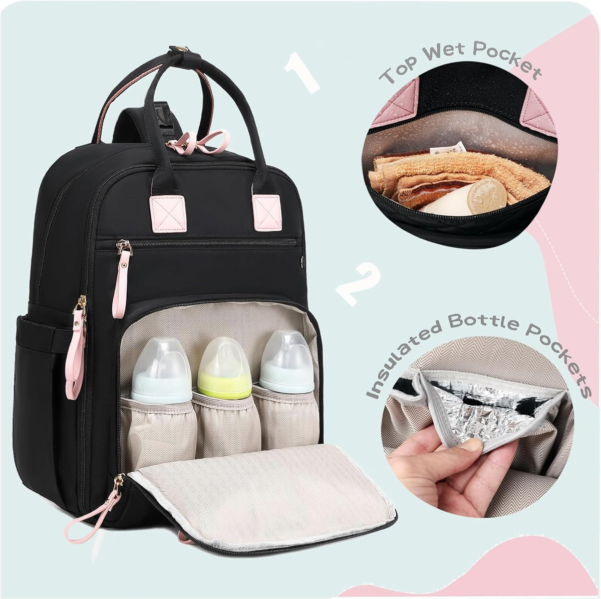 18 Pockets Large Diaper Bag Backpack, XL