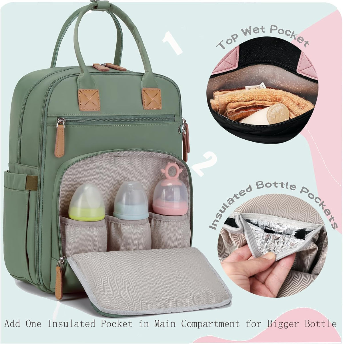 18 Pockets Large Diaper Bag Backpack, XL