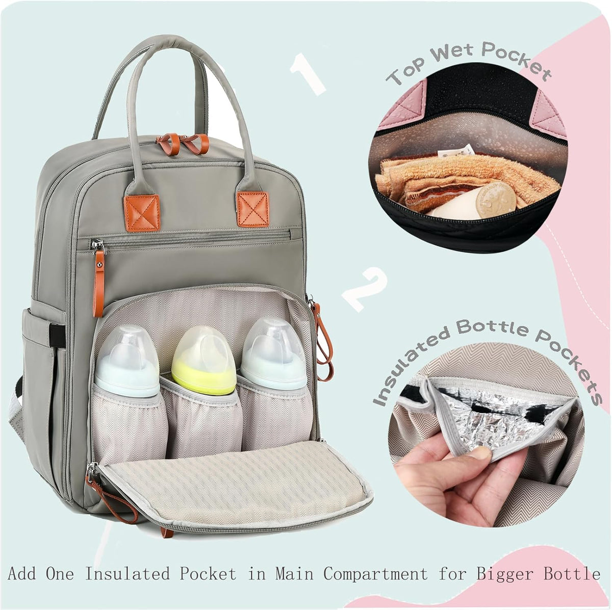 18 Pockets Large Diaper Bag Backpack, XL
