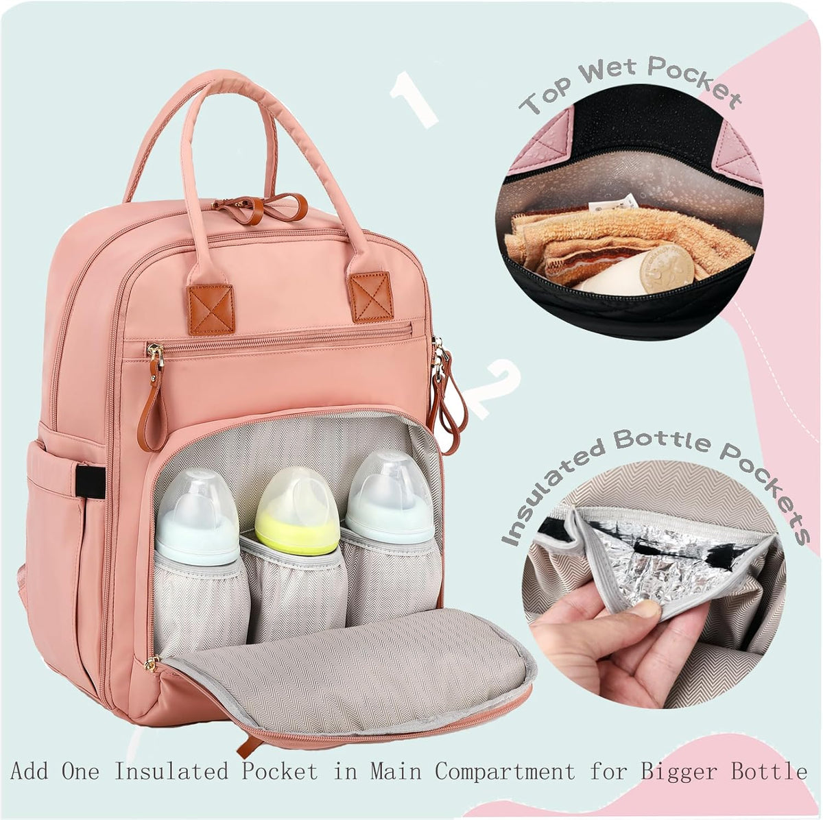18 Pockets Large Diaper Bag Backpack, XL