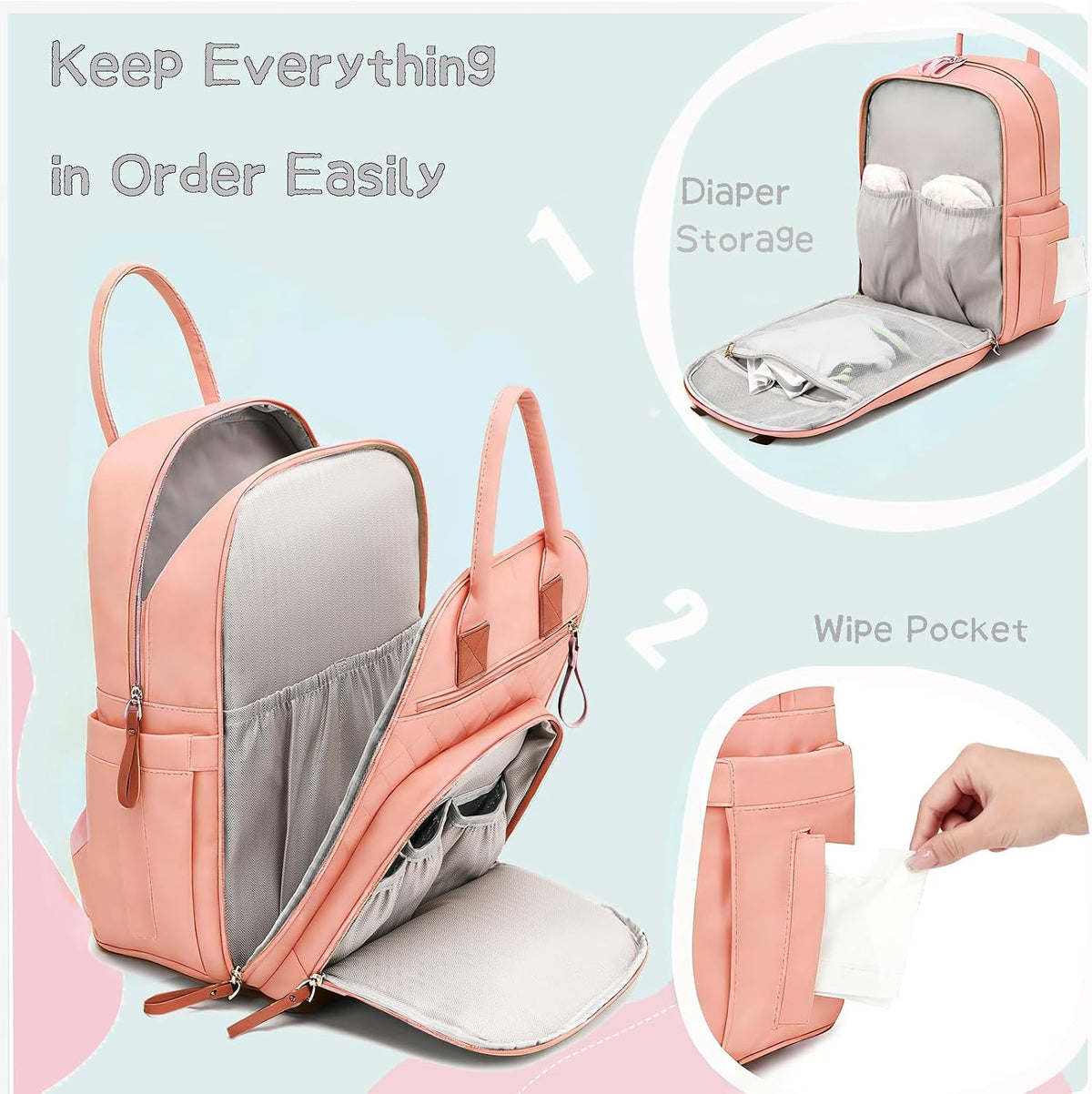 18 Pockets Large Diaper Bag Backpack, XL