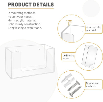Wipe Holder Wall Mount Dispenser for Bathroom Tissue Box Acrylic Clear