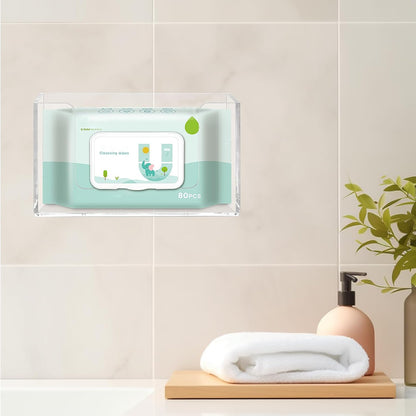 Wipe Holder Wall Mount Dispenser for Bathroom Tissue Box Acrylic Clear
