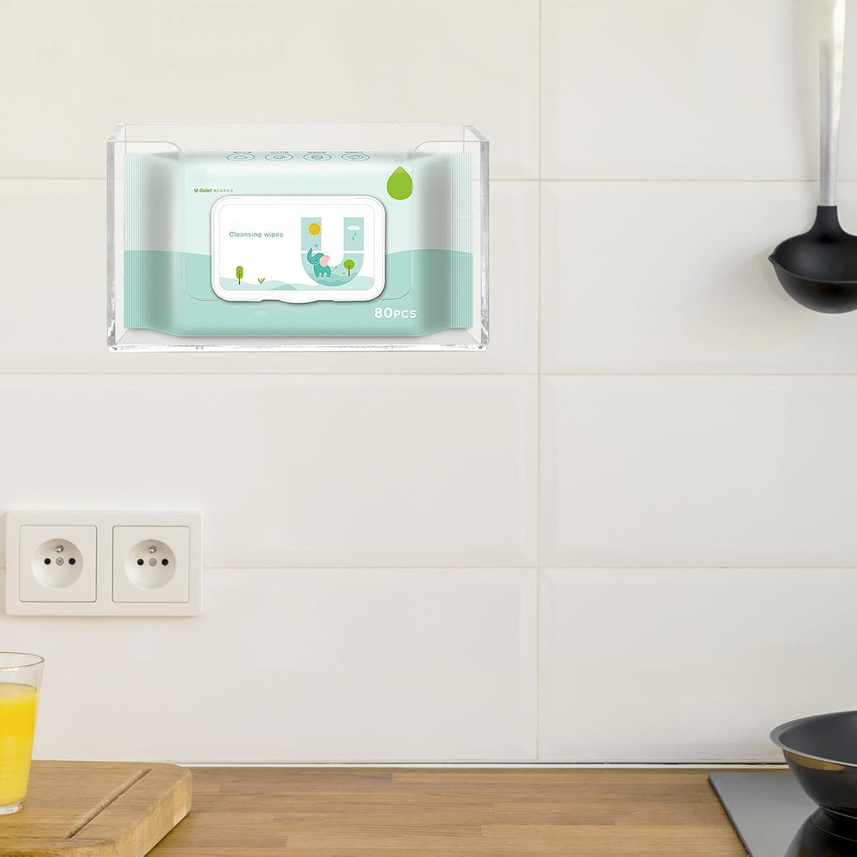 Wipe Holder Wall Mount Dispenser for Bathroom Tissue Box Acrylic Clear