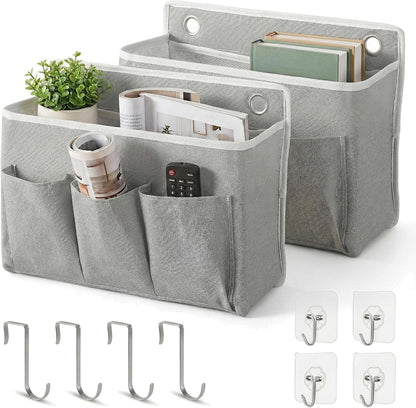2-Pack Wall Hanging Storage Bag, Over the Door Organizer with Large Mesh Pockets, Hanging Wall Basket Storage for Pantry, Bedroom, Bathroom, Heavy Duty Wall Mounted Storage for Dorm,Closet (Grey)