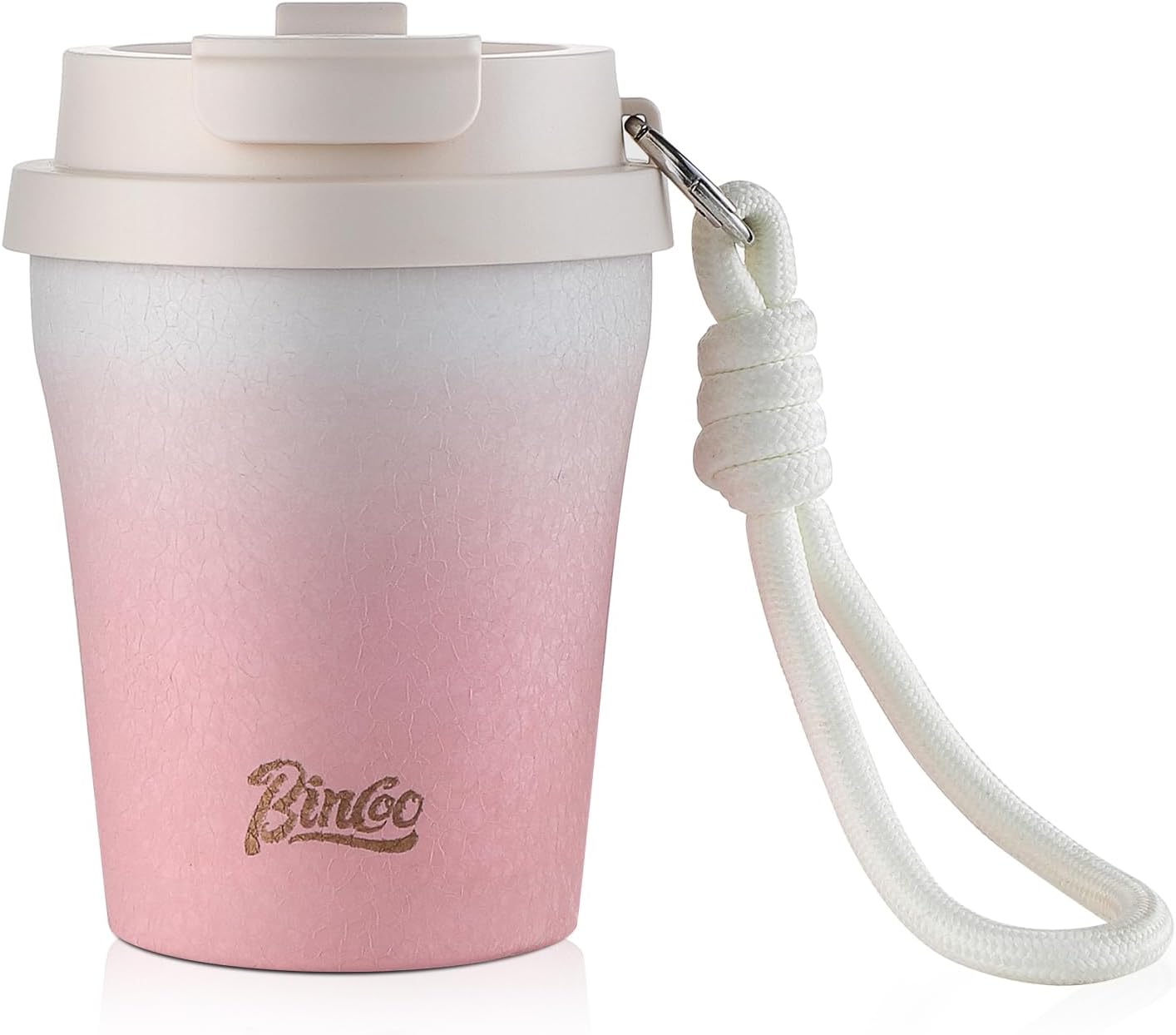 Cute Stainless Steel Ceramic Lined Tumbler, Ceramic Lined Travel Mug Insulated Coffee Cup, Leakproof Travel Coffee Tumbler Cups, Gifts For Women, 280ml (Pink)