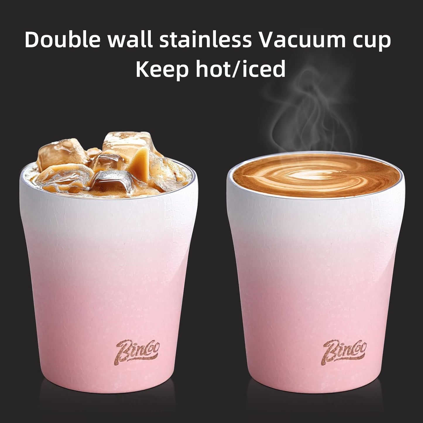 Cute Stainless Steel Ceramic Lined Tumbler, Ceramic Lined Travel Mug Insulated Coffee Cup, Leakproof Travel Coffee Tumbler Cups, Gifts For Women, 280ml (Pink)