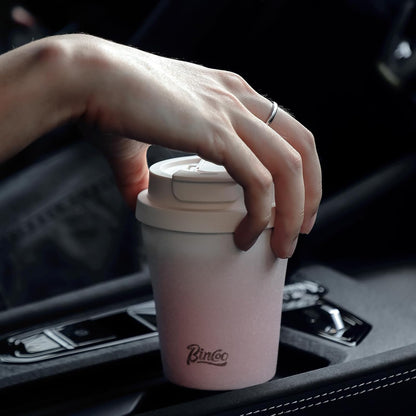 Cute Stainless Steel Ceramic Lined Tumbler, Ceramic Lined Travel Mug Insulated Coffee Cup, Leakproof Travel Coffee Tumbler Cups, Gifts For Women, 280ml (Pink)