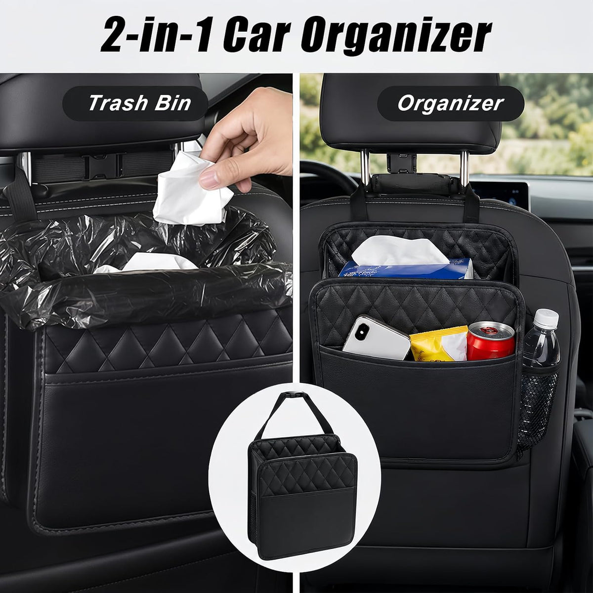 Car Organizer Back Seat with Storage Pocket, Car Seat Organizer Backseat