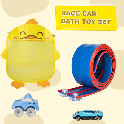 Flex Tracks 6.5 Ft for Kids Starter Set, Flexible Race Car Ramp Track with Suction Cups Compatible with Diecast 1/64th Cars for Ages 3 & Up (6.5Ft Blue & Red)