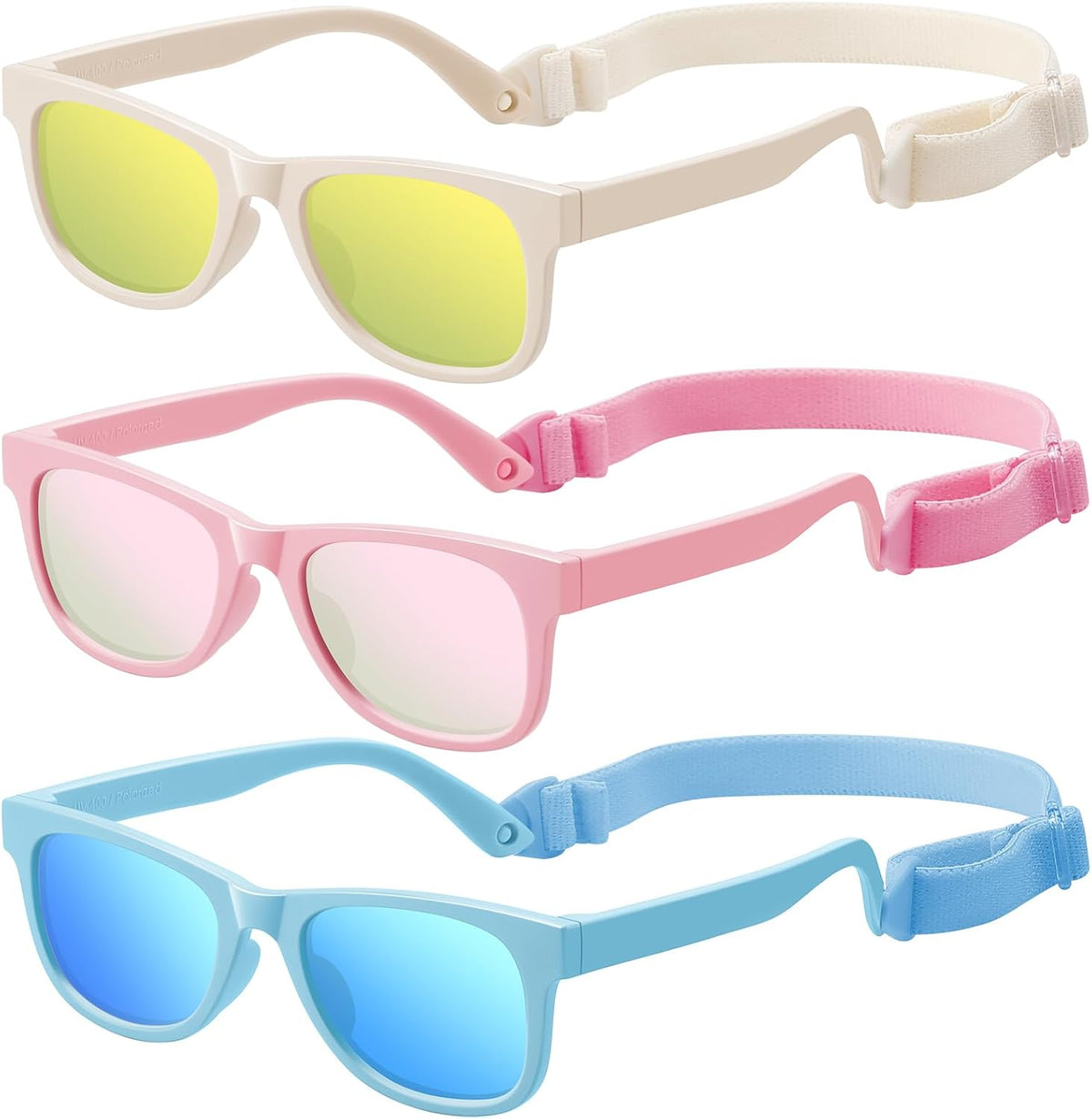 Baby Infant & Toddler Sunglasses with Strap, Boys & Girls 0-24Months, UV400