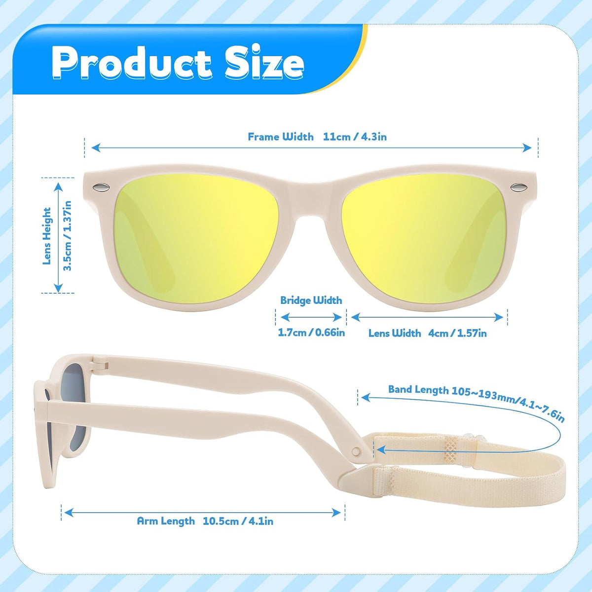 Baby Infant & Toddler Sunglasses with Strap, Boys & Girls 0-24Months, UV400