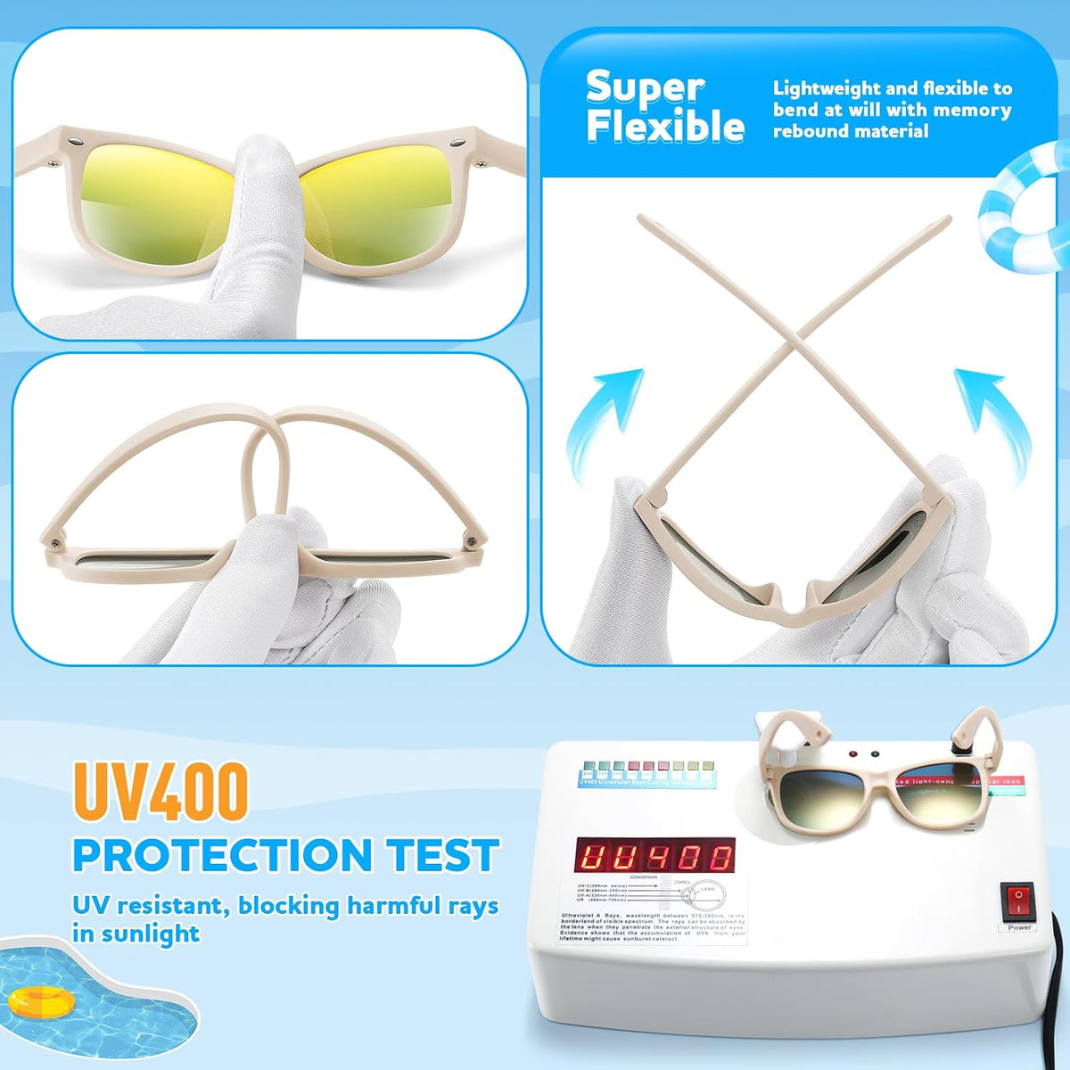Baby Infant & Toddler Sunglasses with Strap, Boys & Girls 0-24Months, UV400