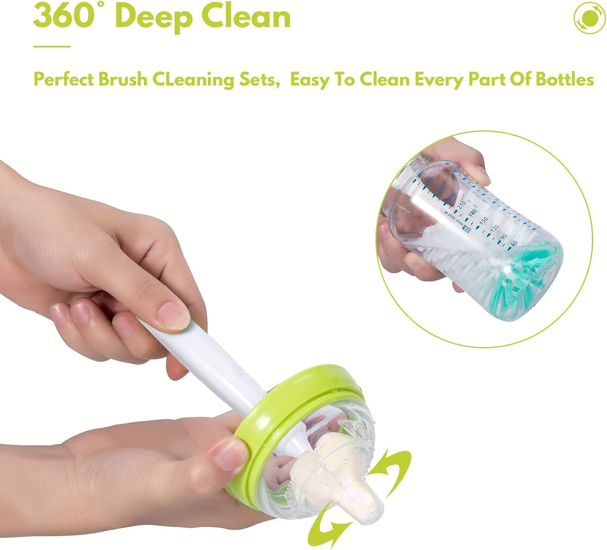 Upright Baby Bottle Brush Set, Concealed Detail Cleaner, Wash Tool, Pink