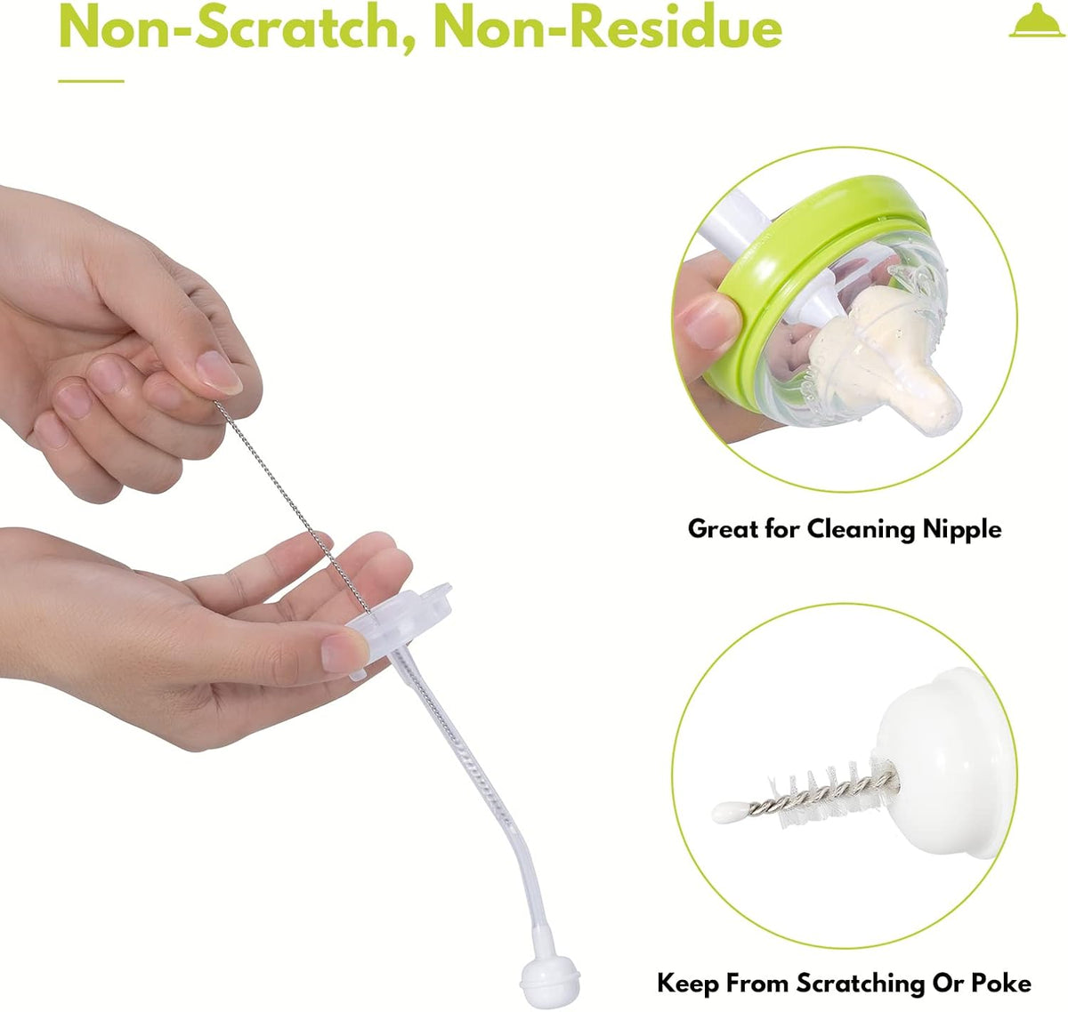 Upright Baby Bottle Brush Set, Concealed Detail Cleaner, Wash Tool, Pink