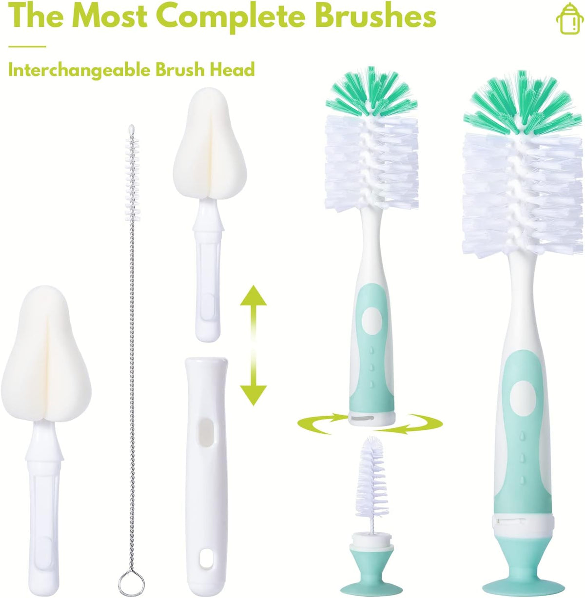 Upright Baby Bottle Brush Set, Concealed Detail Cleaner, Wash Tool, Pink