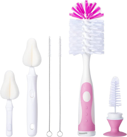 Upright Baby Bottle Brush Set, Concealed Detail Cleaner, Wash Tool, Pink