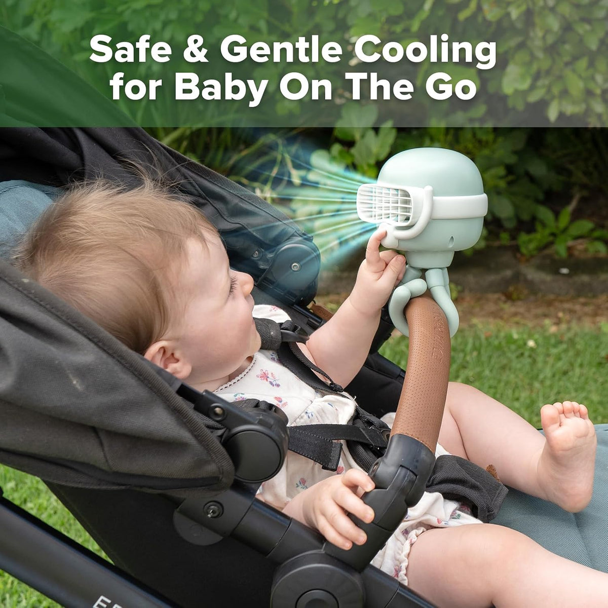 Portable Baby Stroller Fan, 120° Auto Oscillation for Gentle Airflow