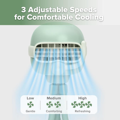 Portable Baby Stroller Fan, 120° Auto Oscillation for Gentle Airflow