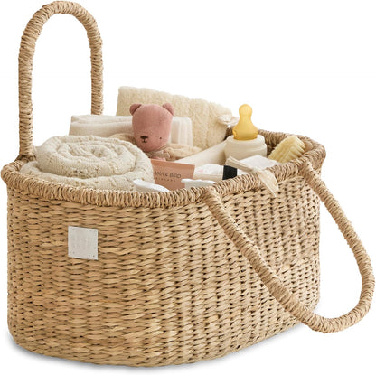 Premium Baby Diaper Caddy Organizer Basket with Cotton Divider