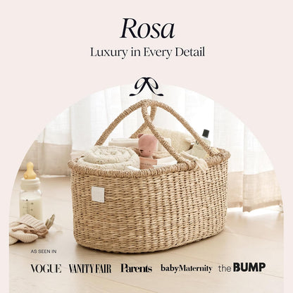 Premium Baby Diaper Caddy Organizer Basket with Cotton Divider