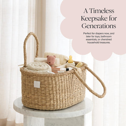 Premium Baby Diaper Caddy Organizer Basket with Cotton Divider