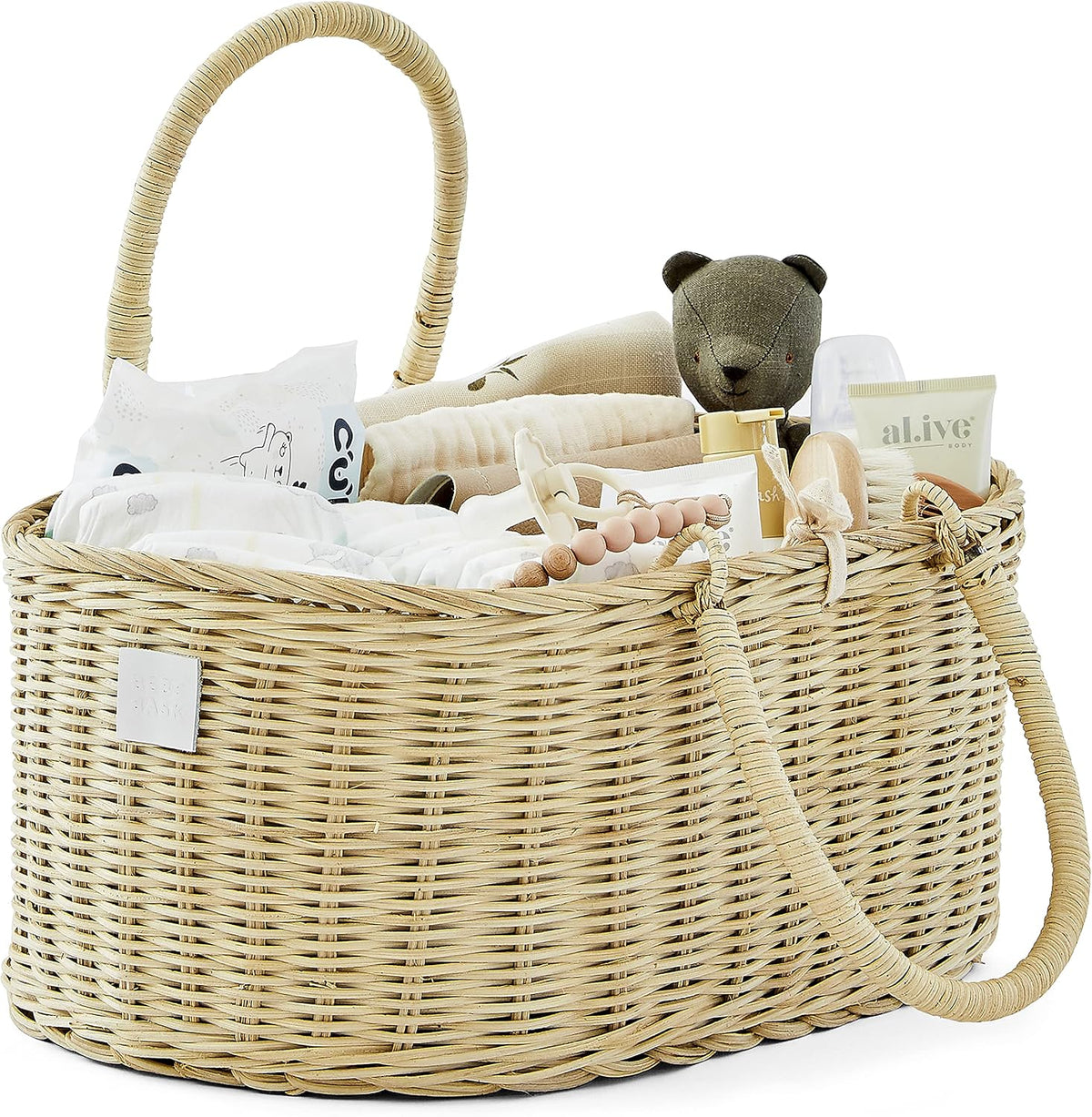 Premium Baby Diaper Caddy Organizer Basket with Cotton Divider