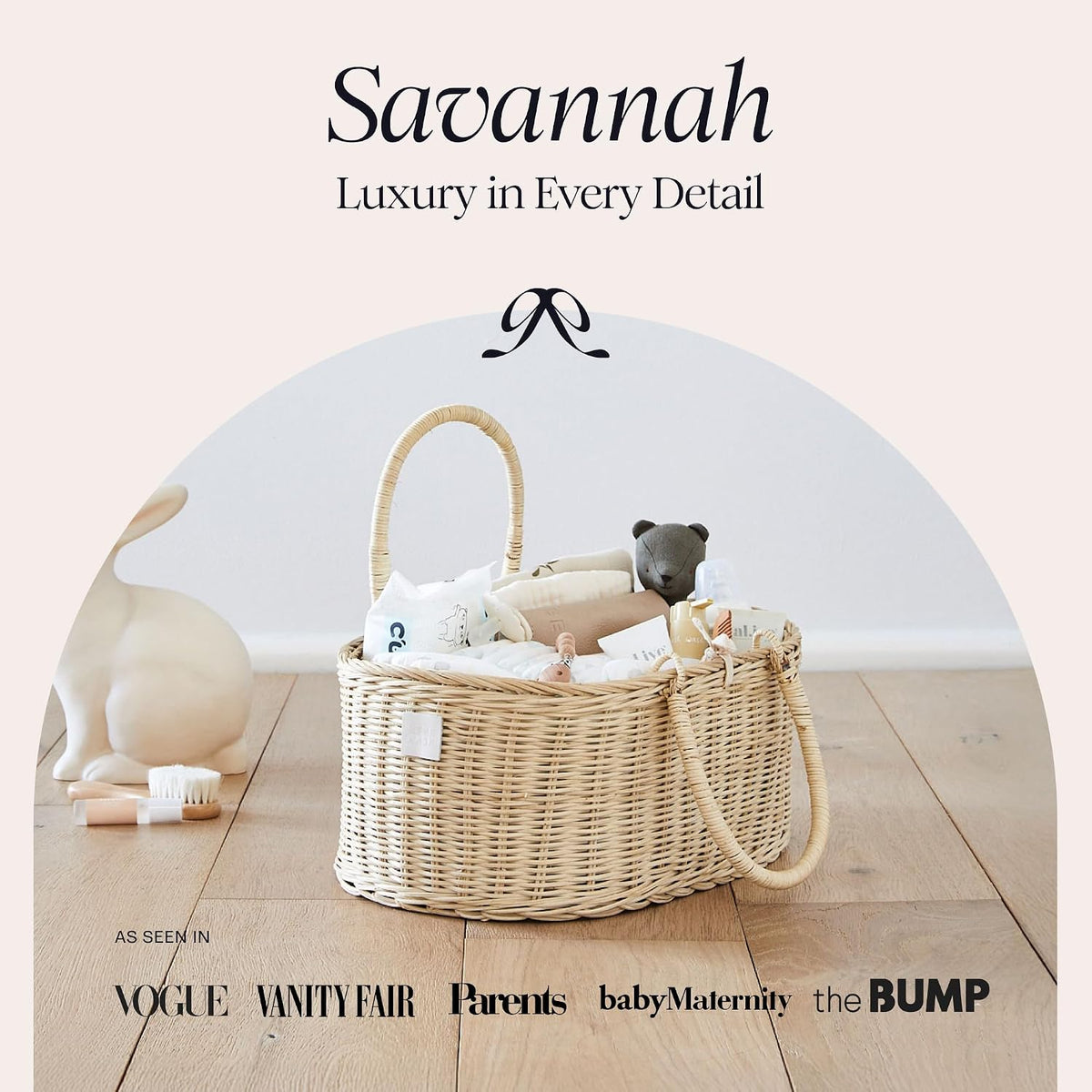 Premium Baby Diaper Caddy Organizer Basket with Cotton Divider