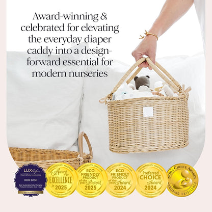 Premium Baby Diaper Caddy Organizer Basket with Cotton Divider